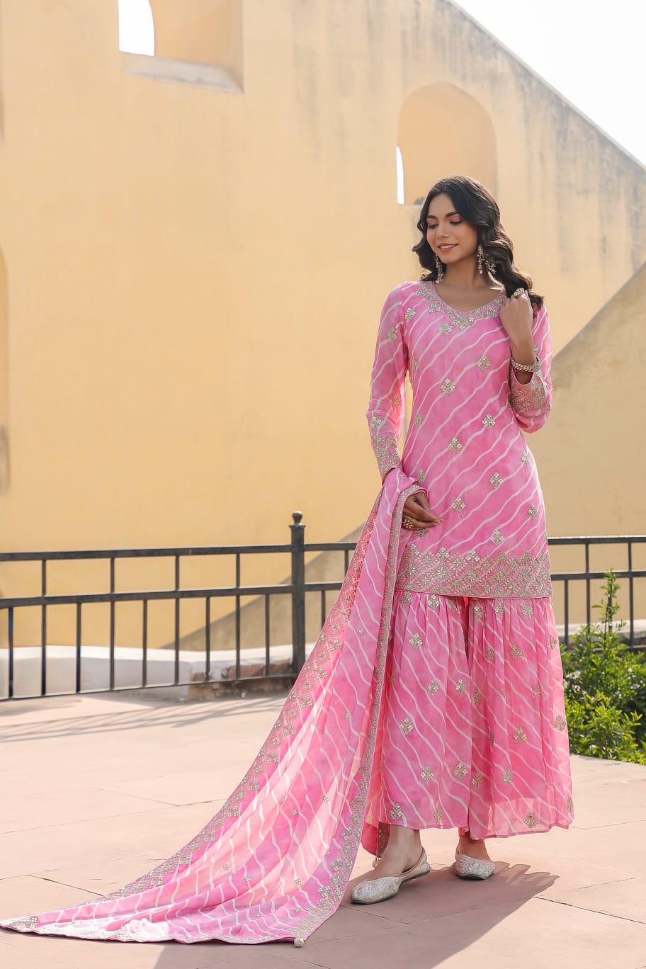 Lehriya pink sharara