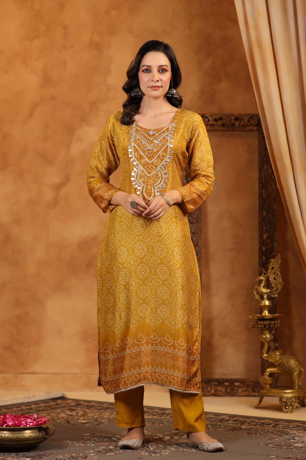 Honey Bandhani silk suit