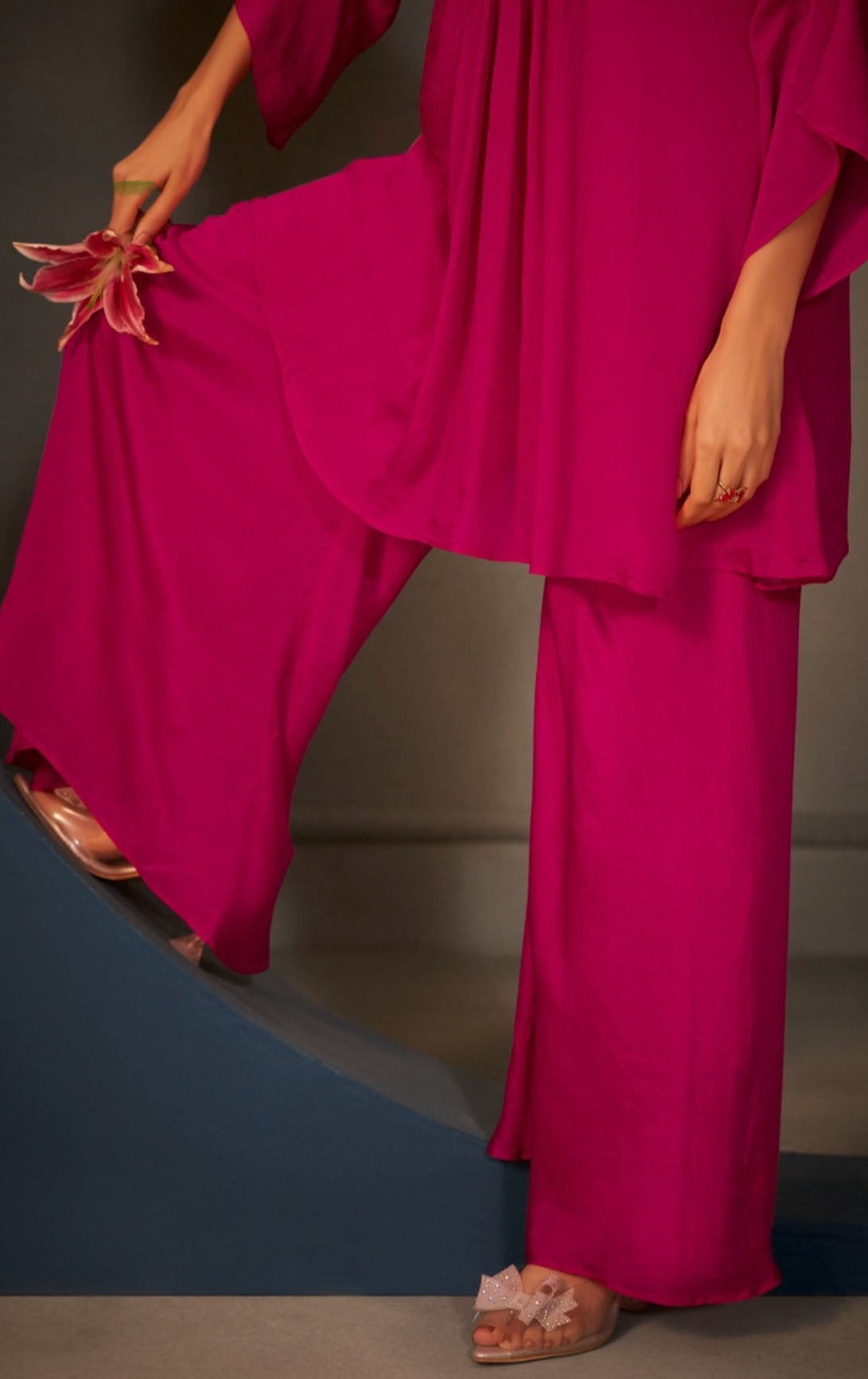 Pink chinon divider co ord set