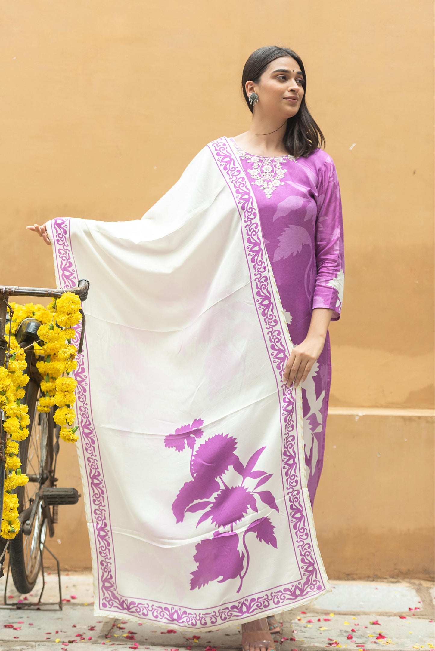 Softy purple/green muslin suit