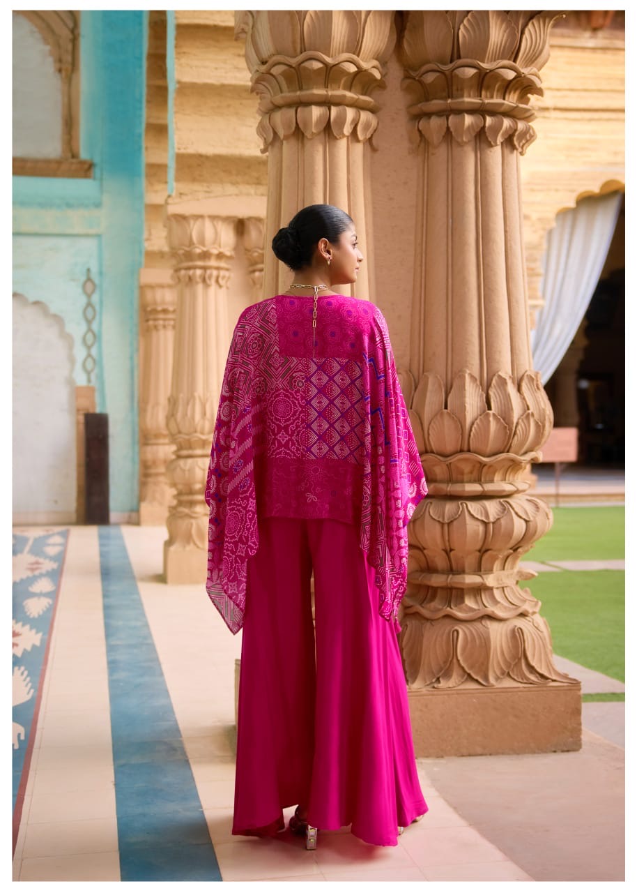 Rani pink Bandhani Suhana kaftan Set