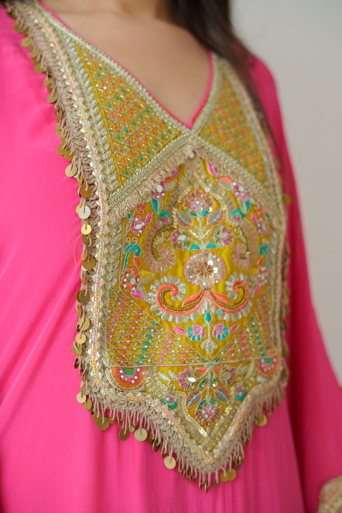 Luxe pink yellow kaftan