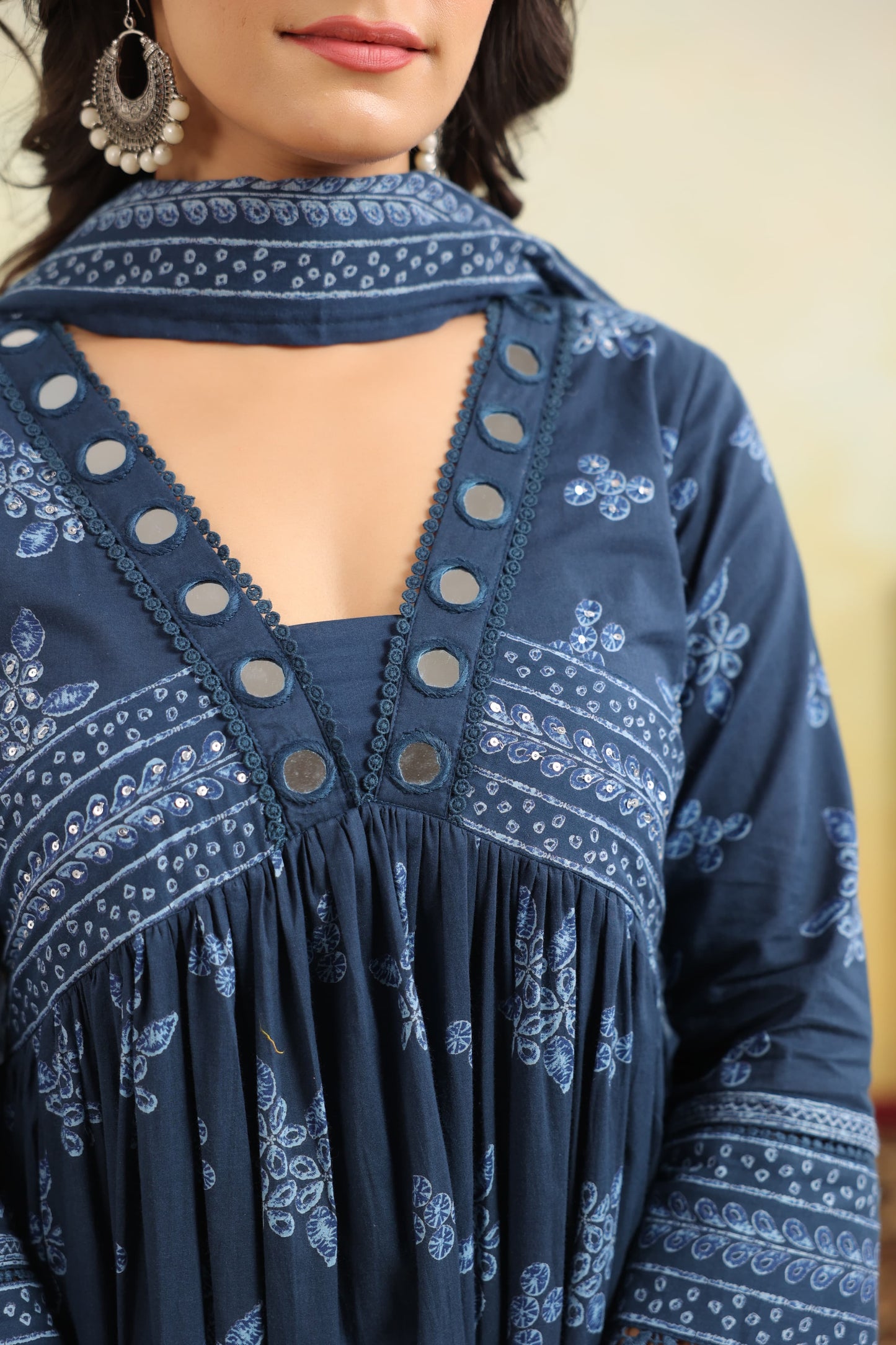 Navy blue premium cotton Anarkali