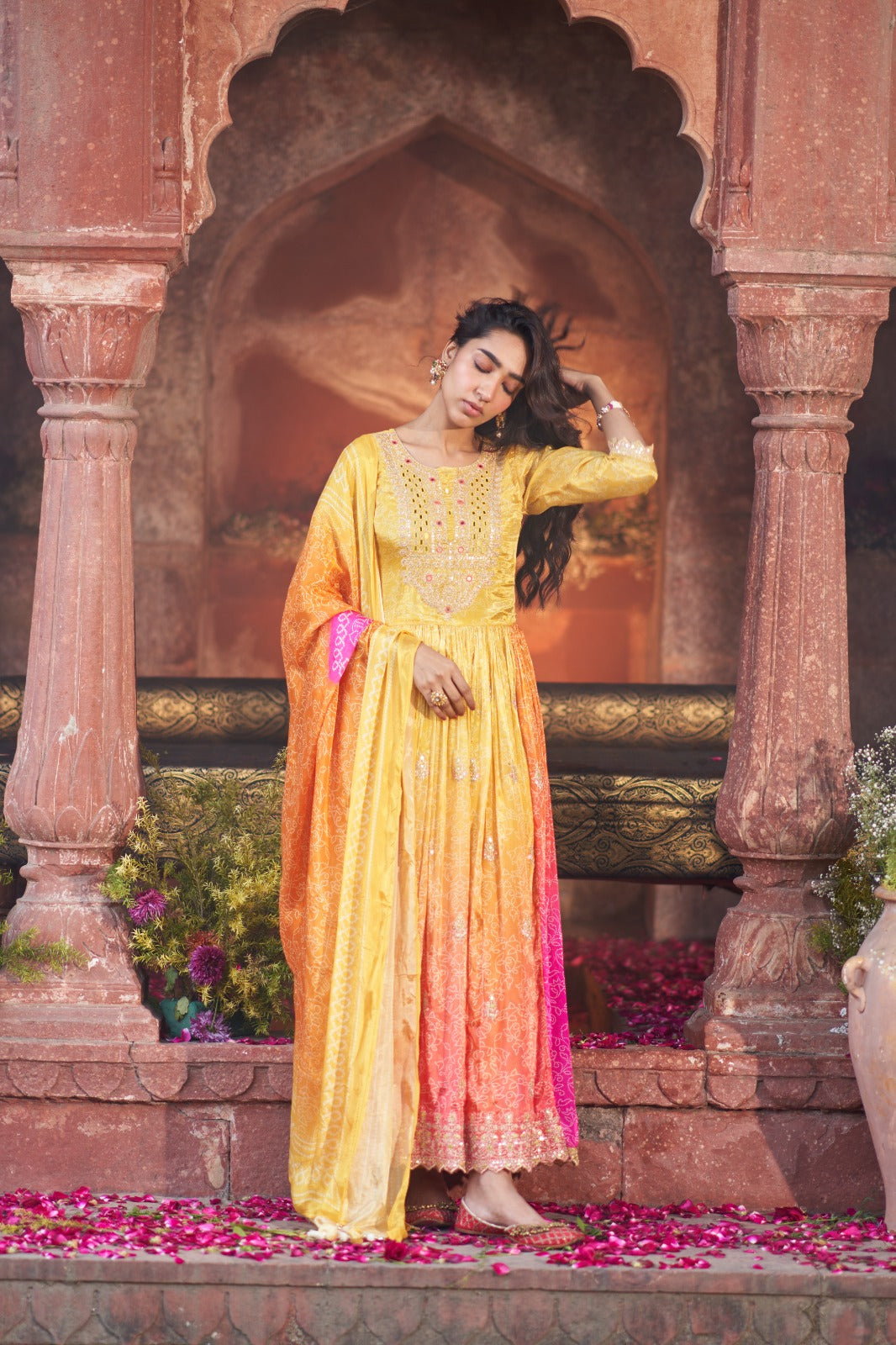 Chinon Bandhani Anarkali