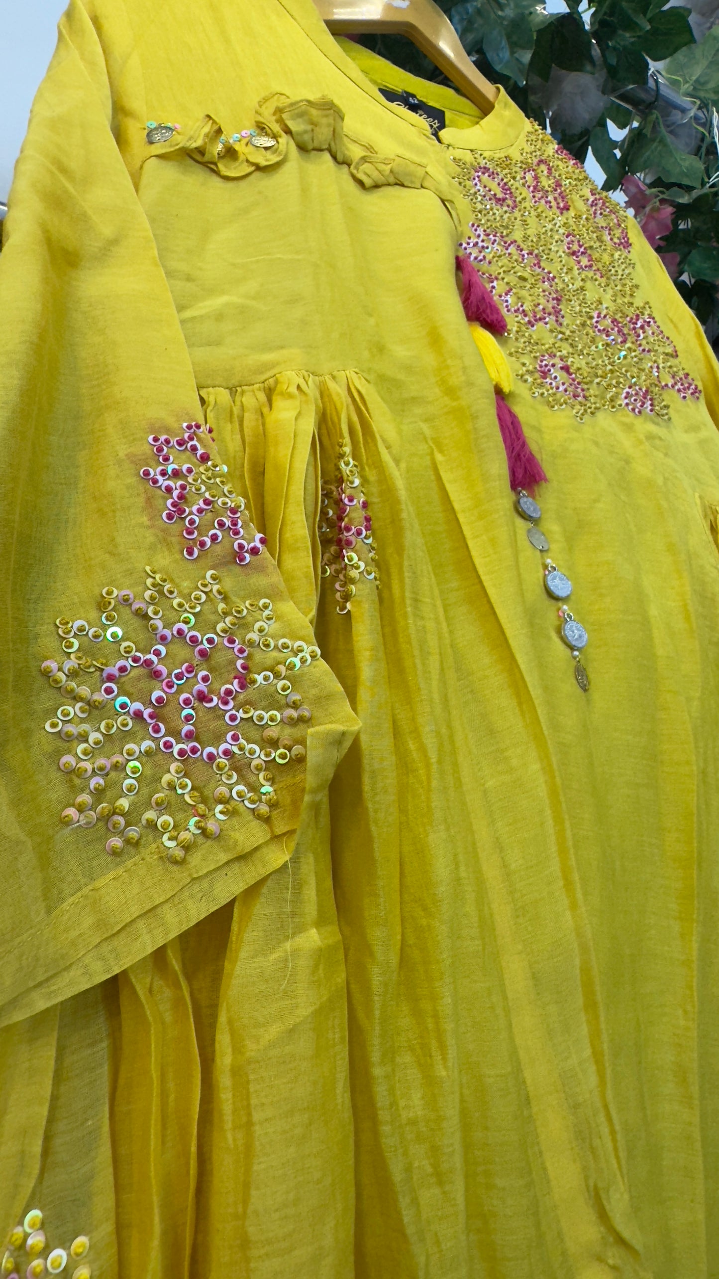Premium yellow anarkali pant