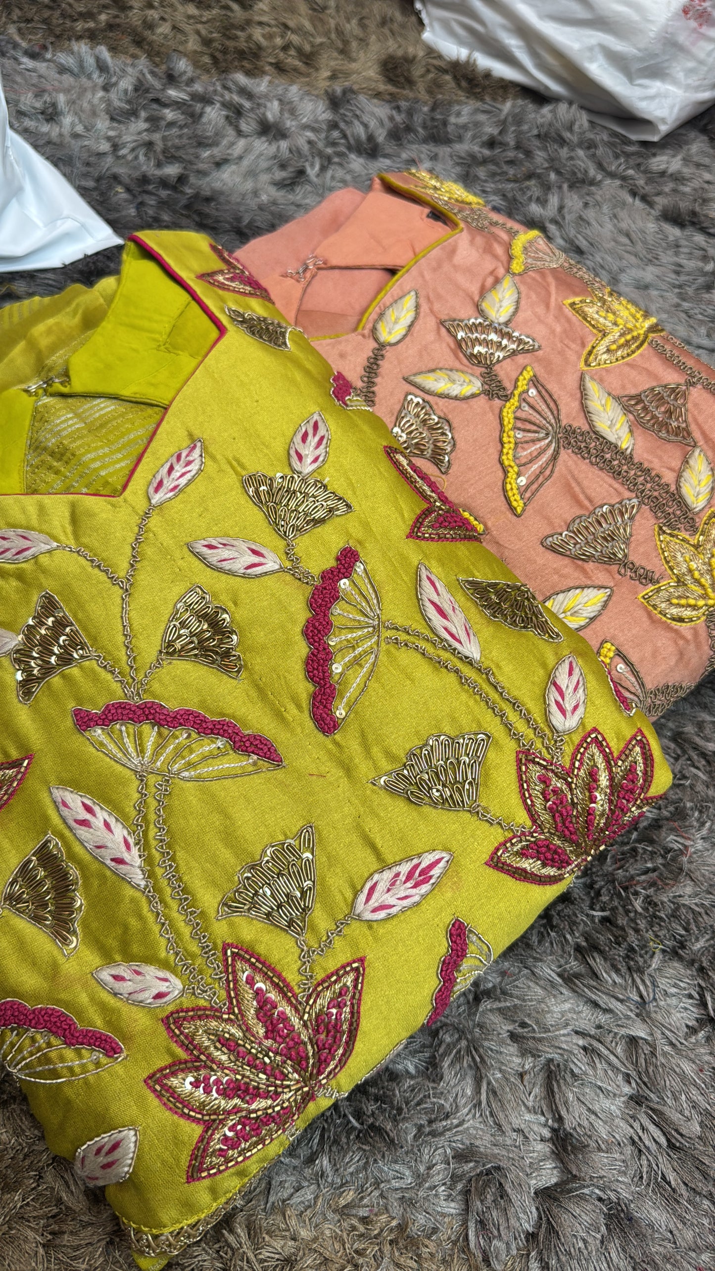 Lotus Hand work tissue Anarkali