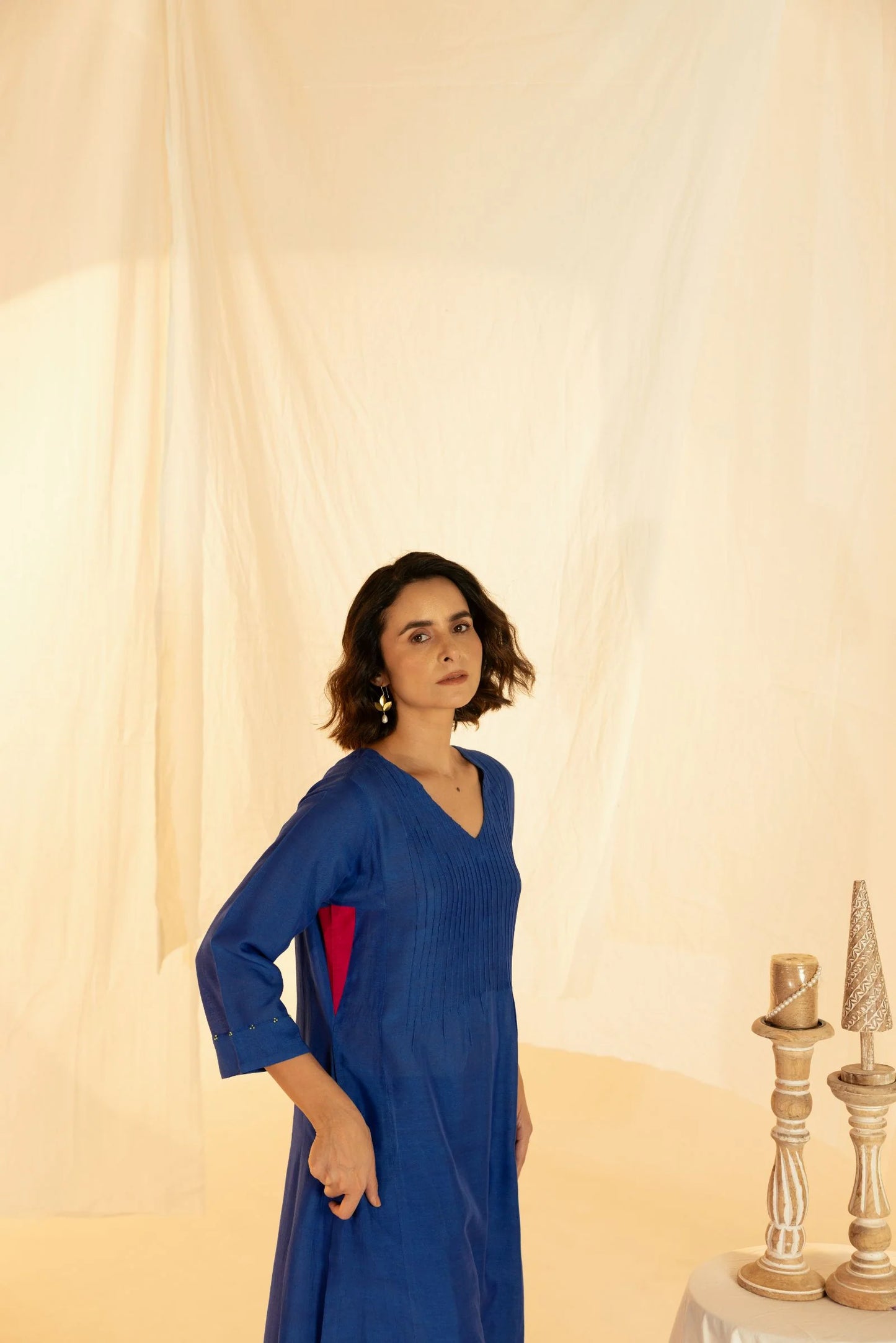 Royal blue pure linen Indian Co ord set