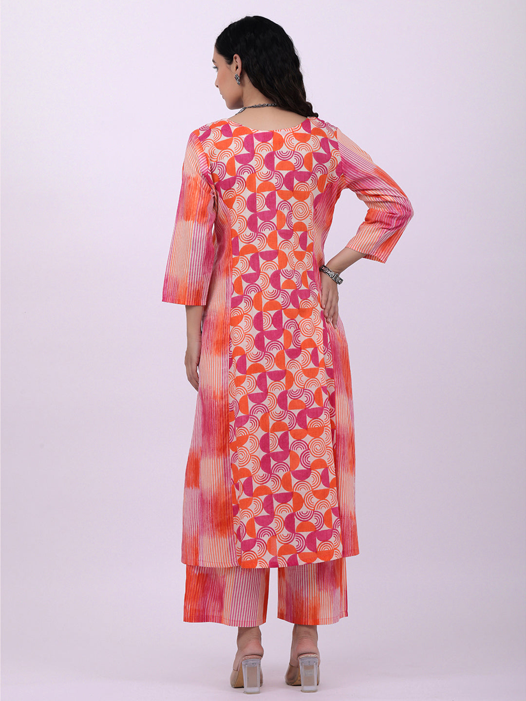 Aline pink and green shades kurta pant