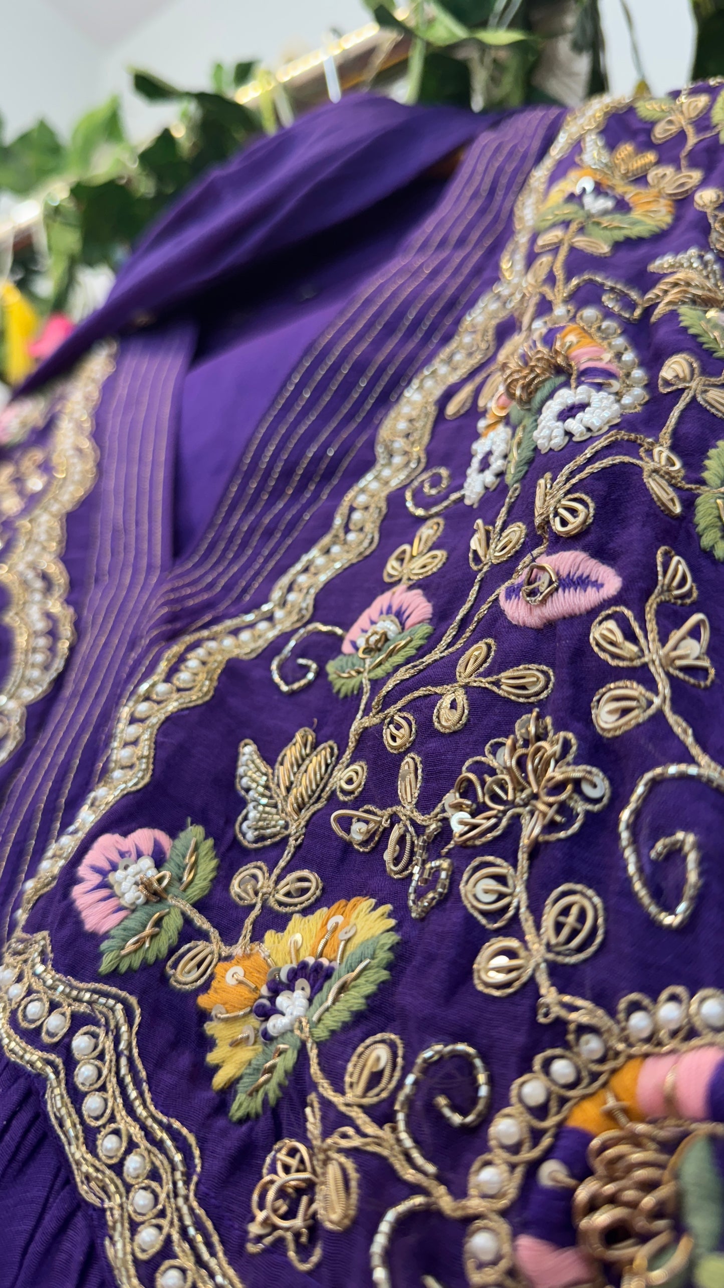 Alia mul chandari hand work Anarkali