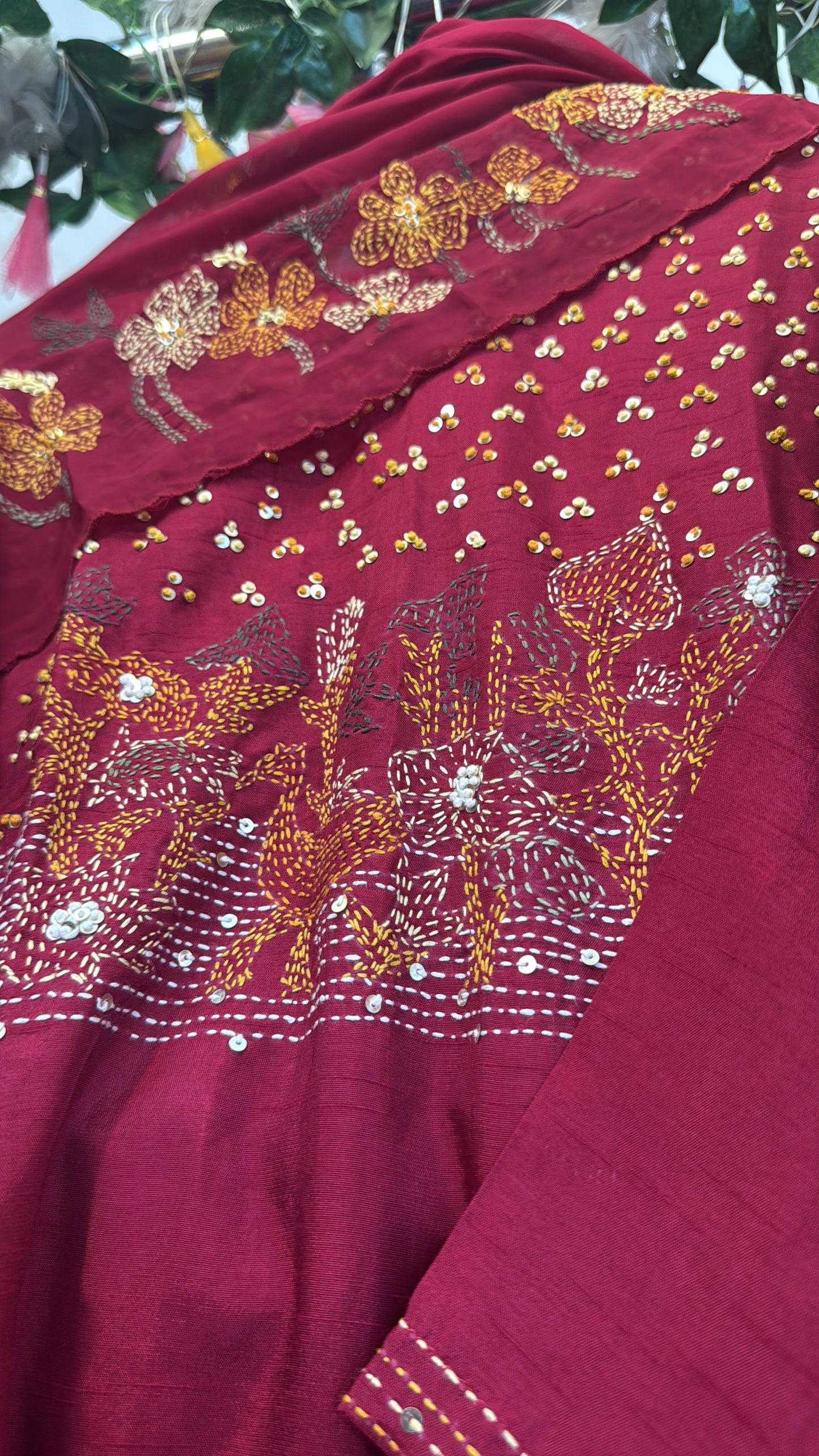 Katha work silk suits