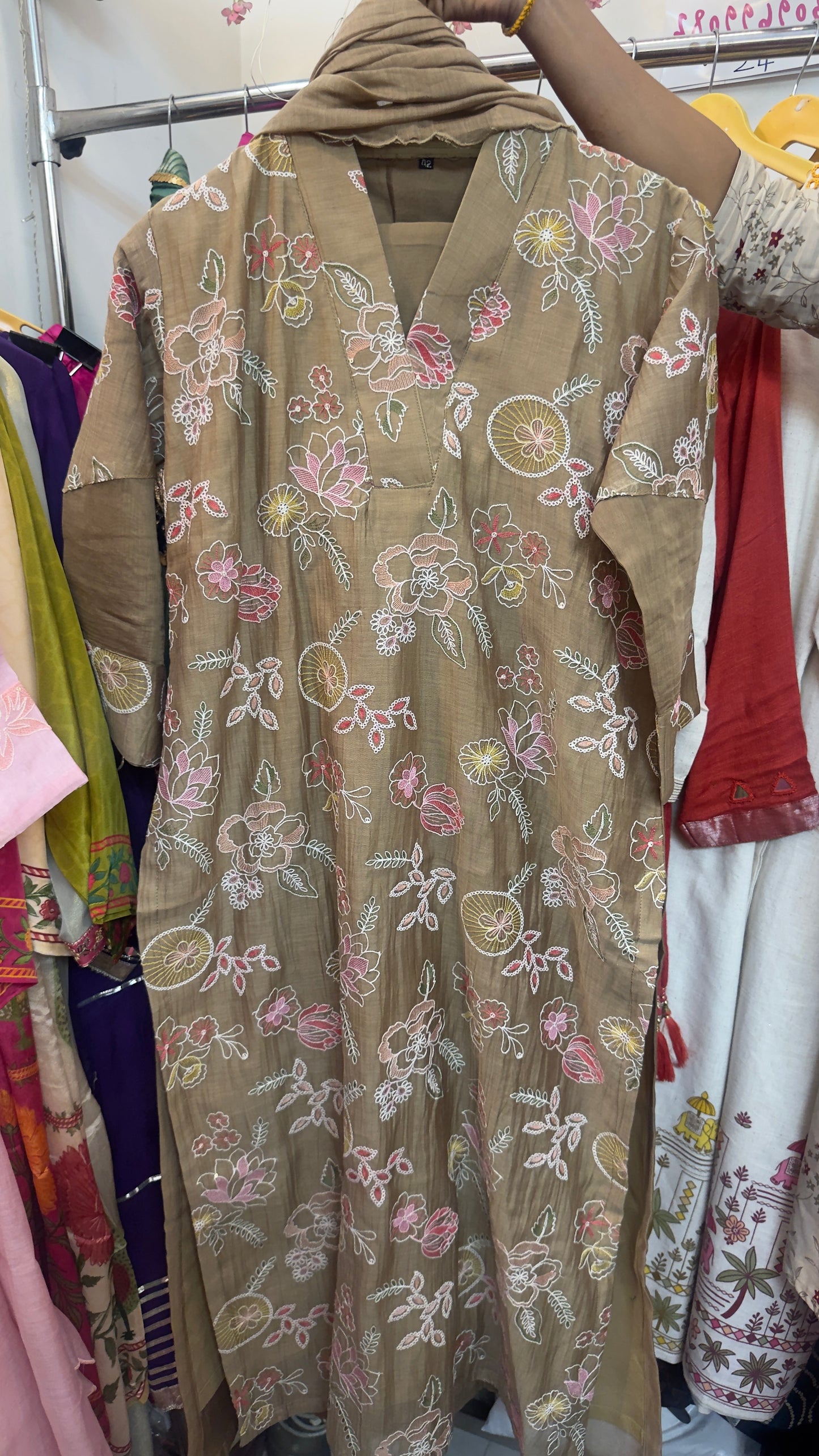 Embroidery mul chandari beautiful suit