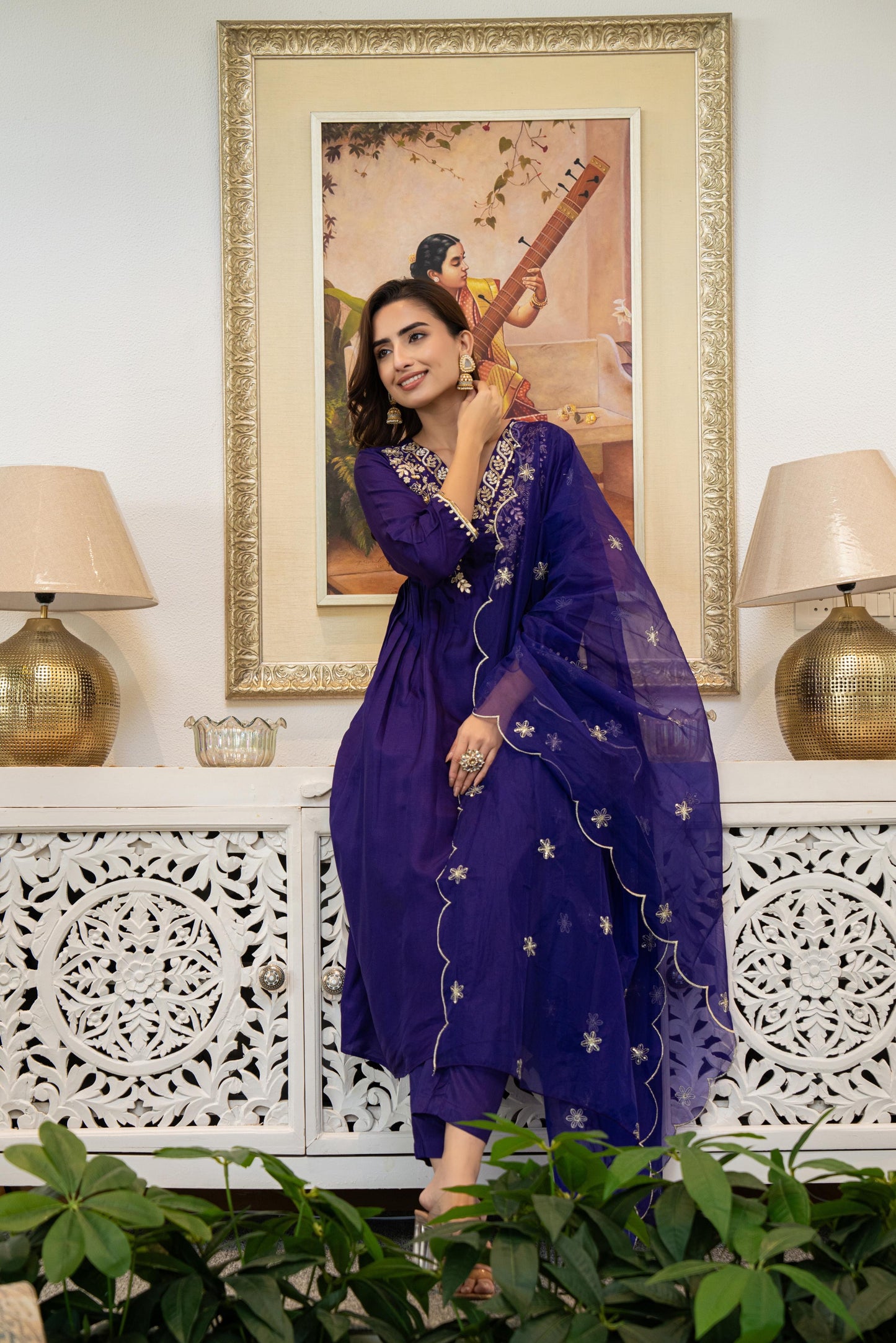 Raspberry & ink purple aline silk
