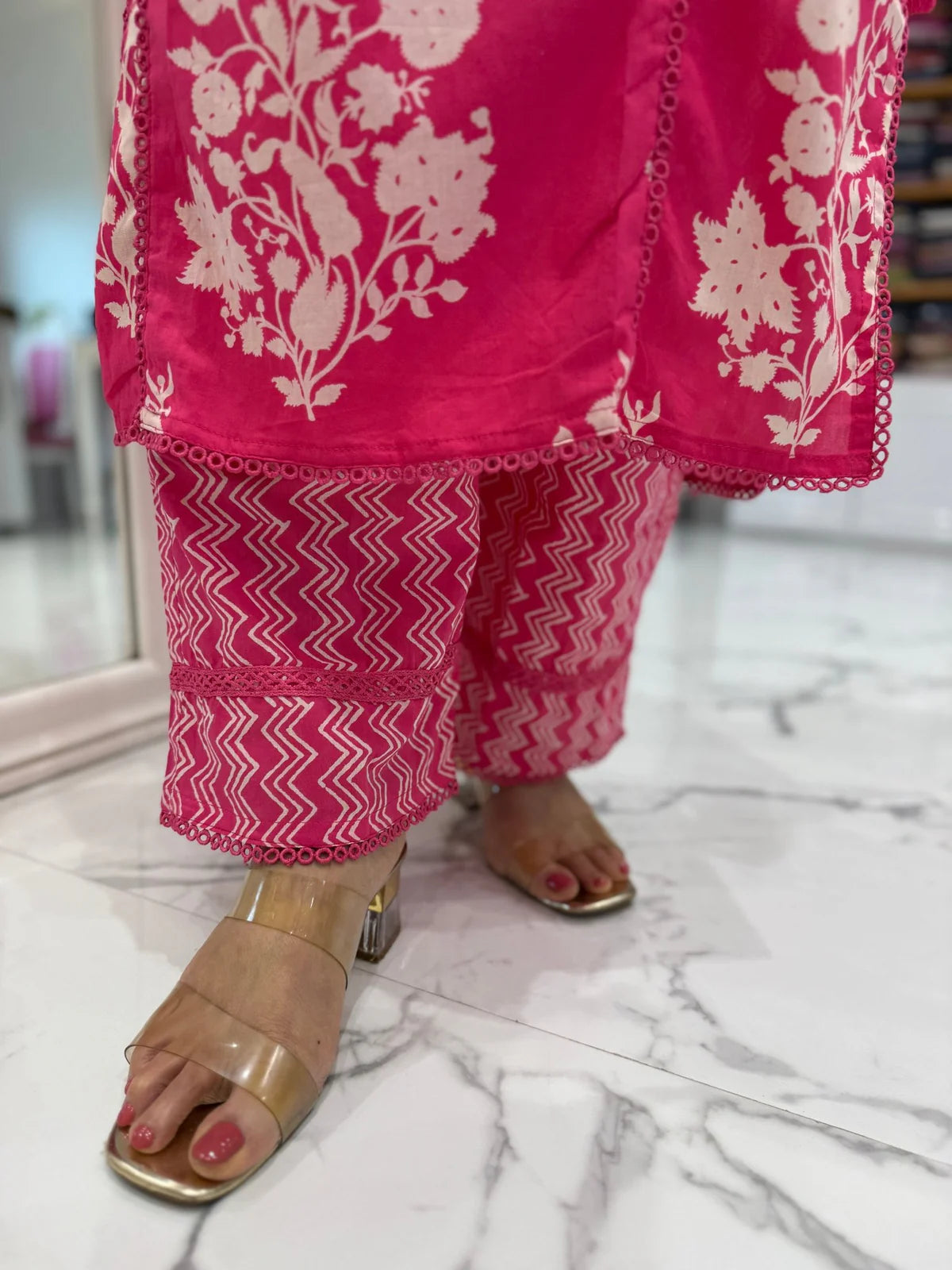 Blush pink cotton suit