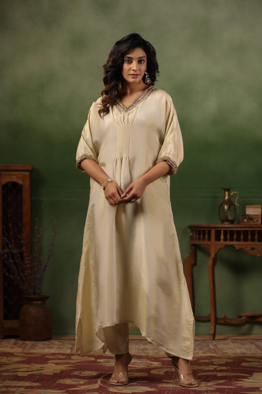 Golden tissue kaftan style Co ord set