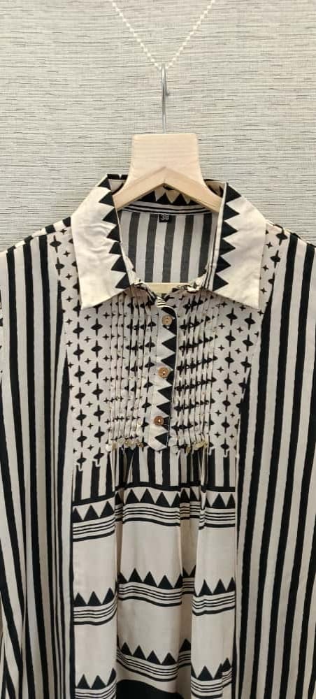 Black and white Ajrakh crepe skirt