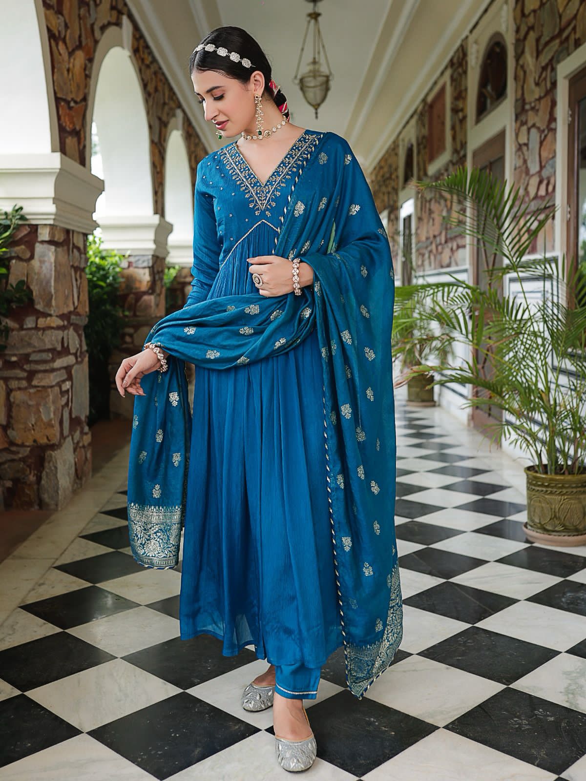 Royal blue alia chinon Anarkali