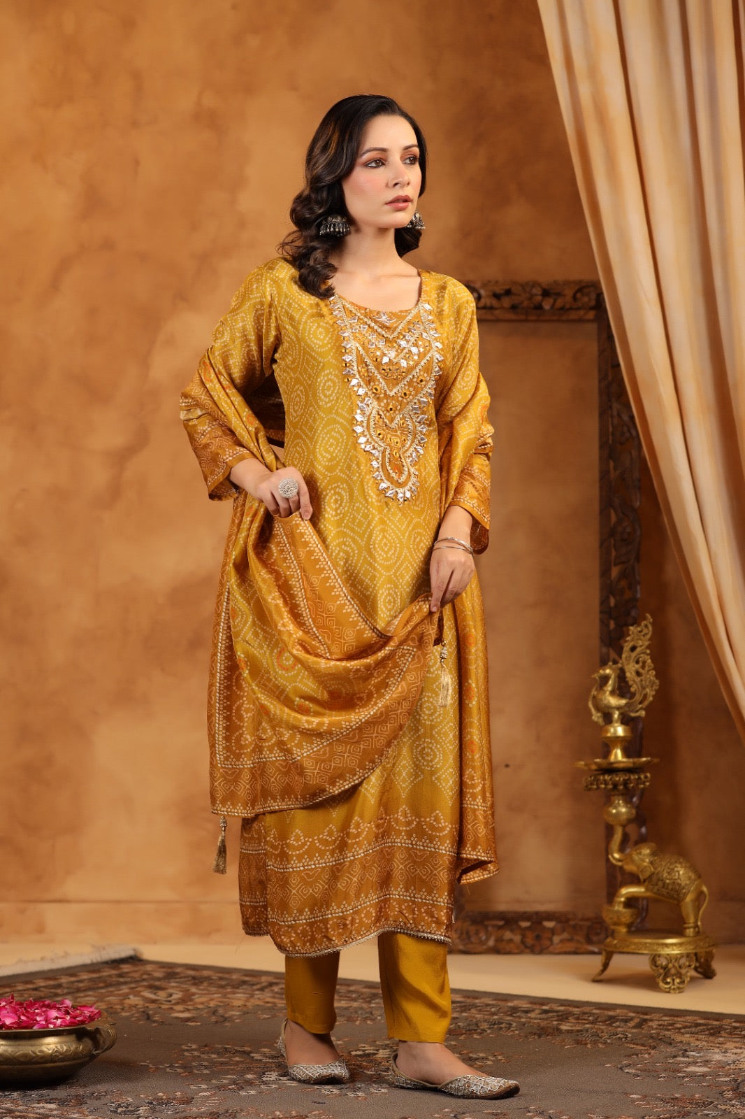 Honey Bandhani silk suit