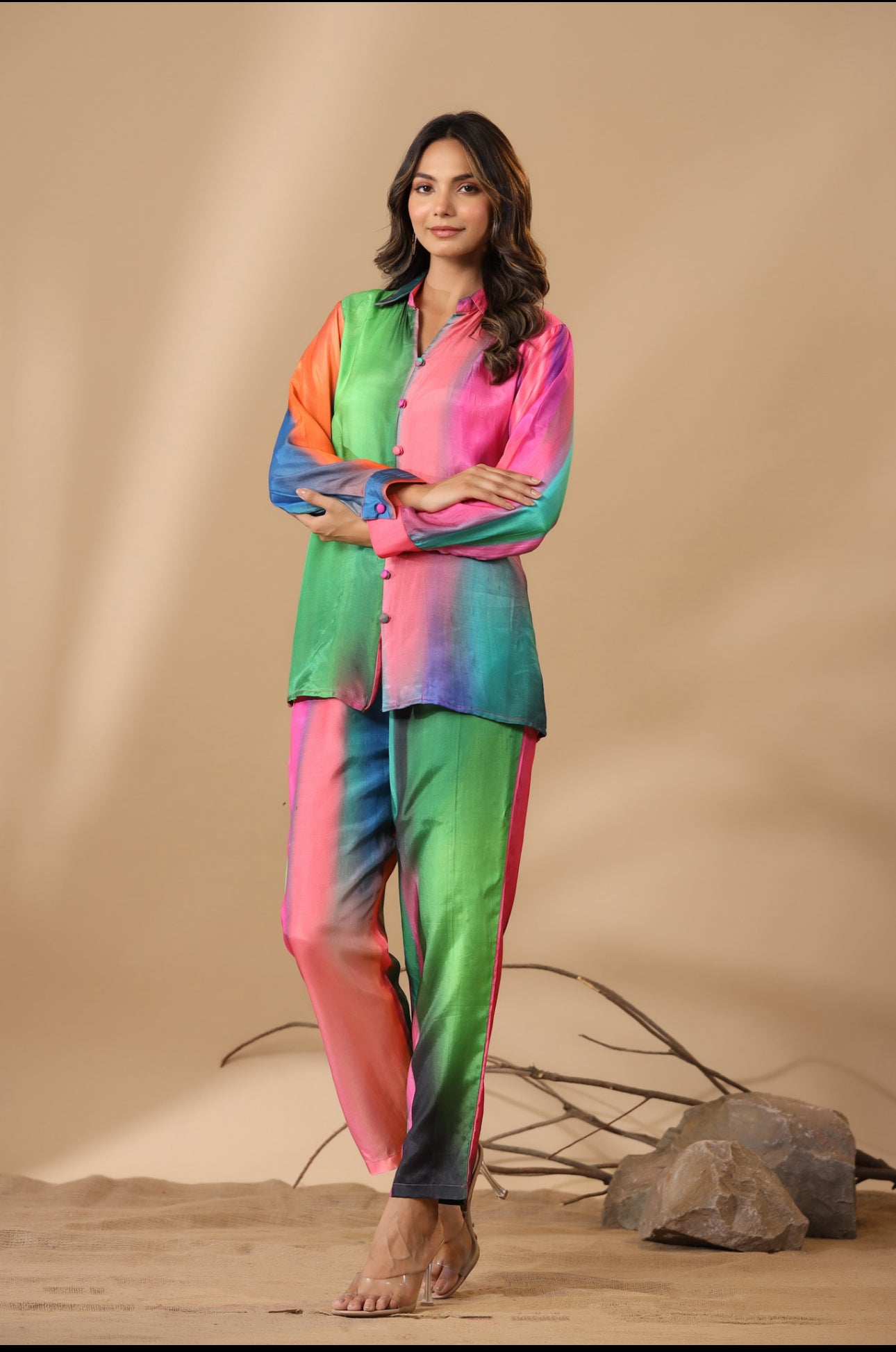 Rainbow muslin silk co ord set