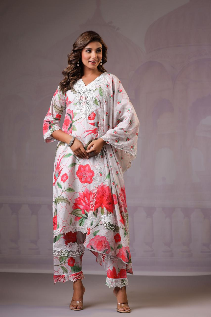 Floral linen cotton