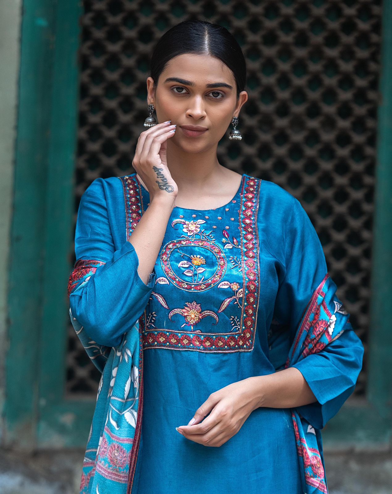 Russian silk kurta Gajji dupatta