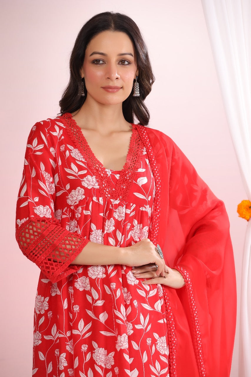 Bobbin lace red suit