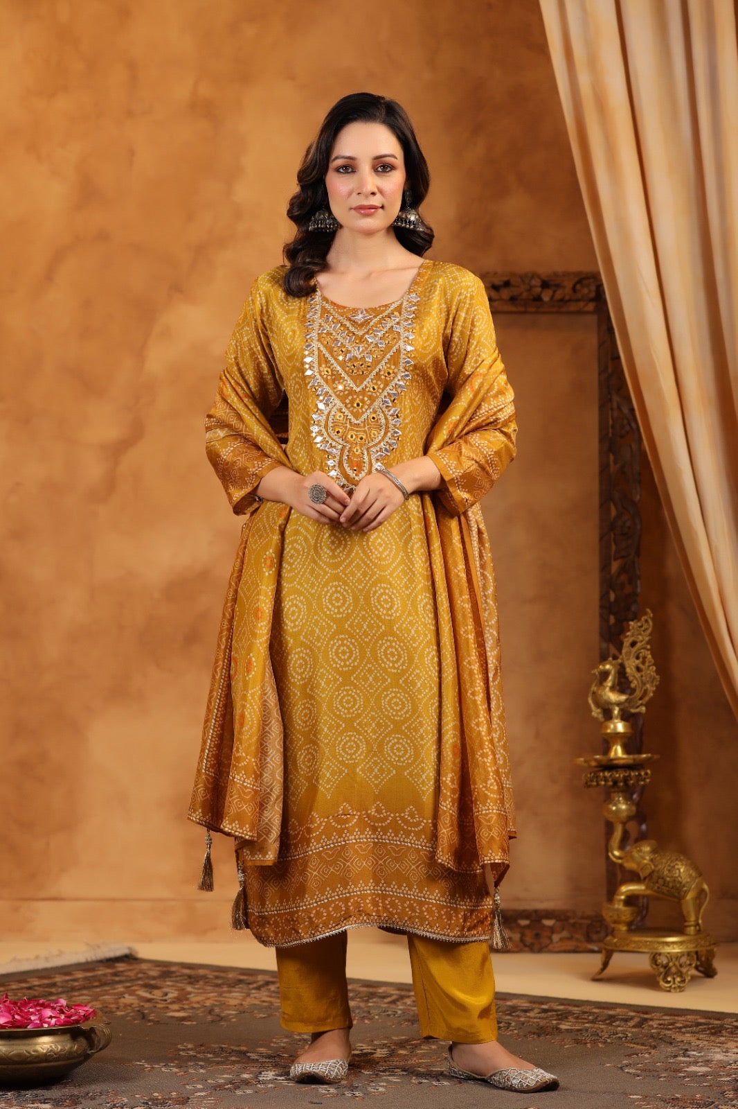 Honey Bandhani silk suit