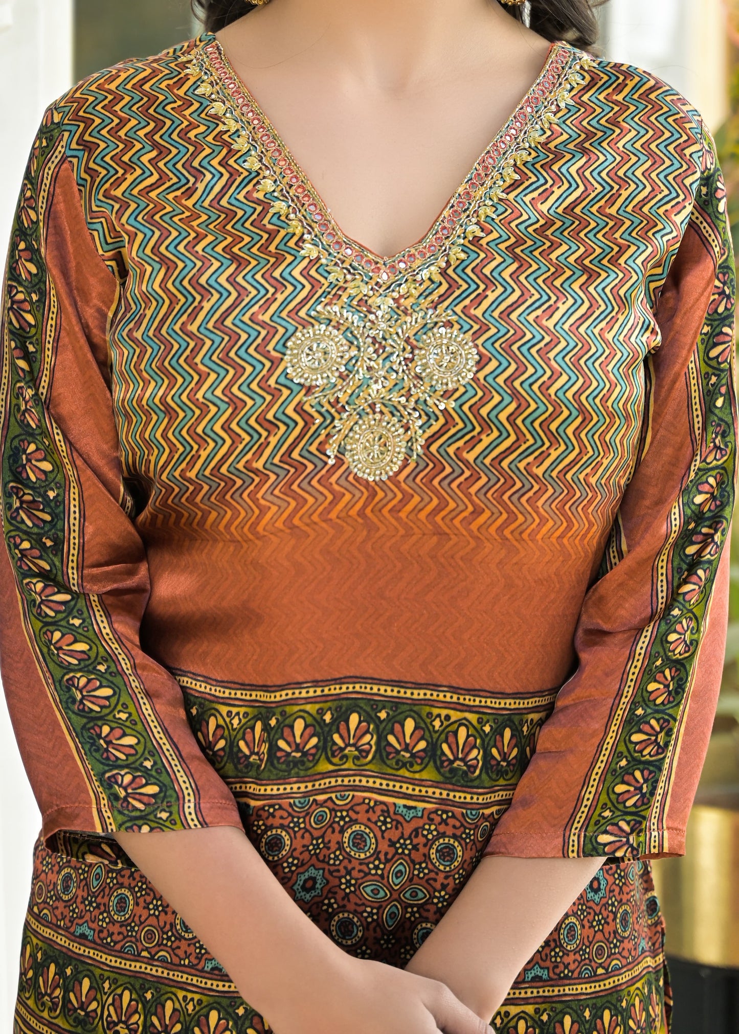Ajrakh handwork gajji suit