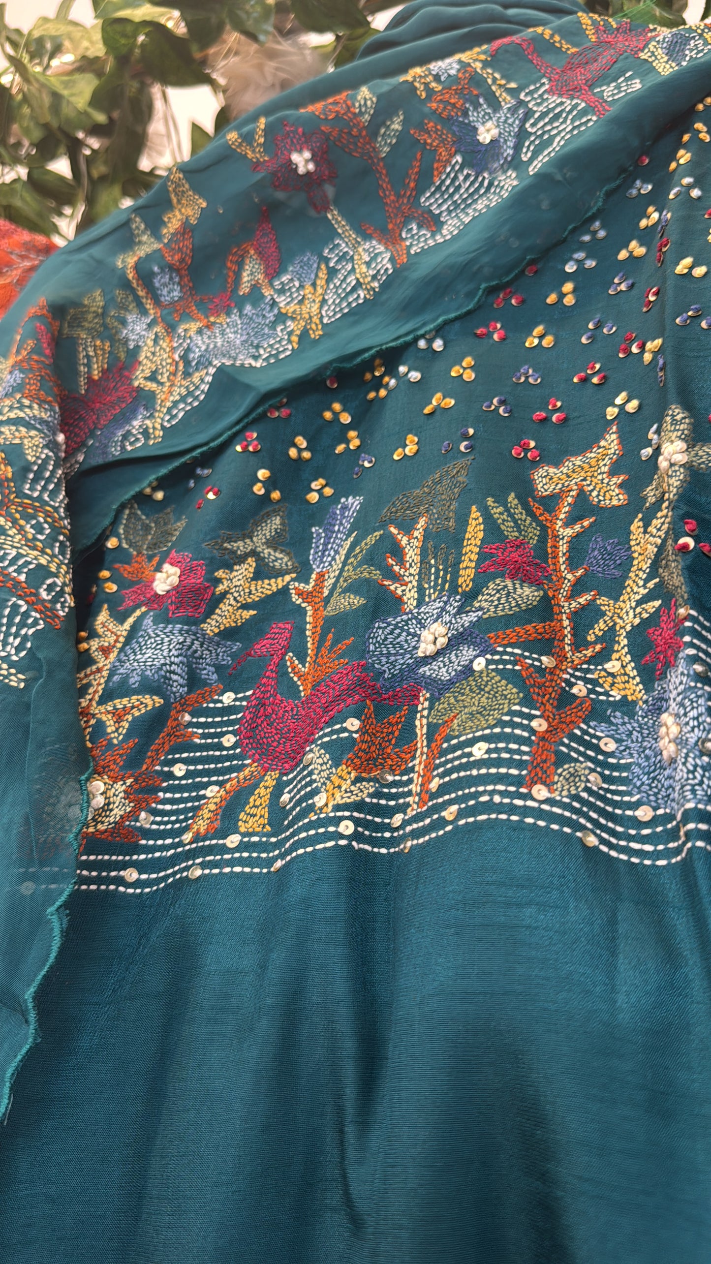 Katha work silk suits