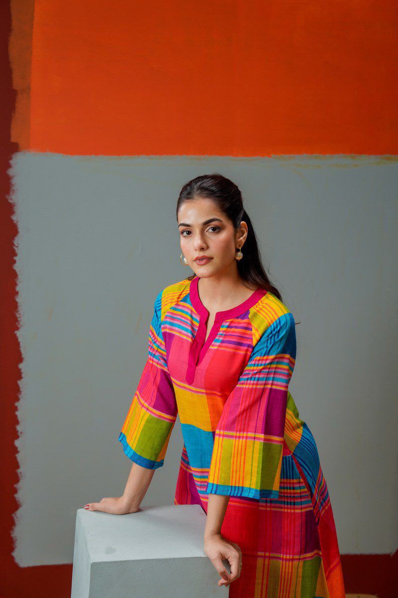 Linen cotton multi colour kurta pant