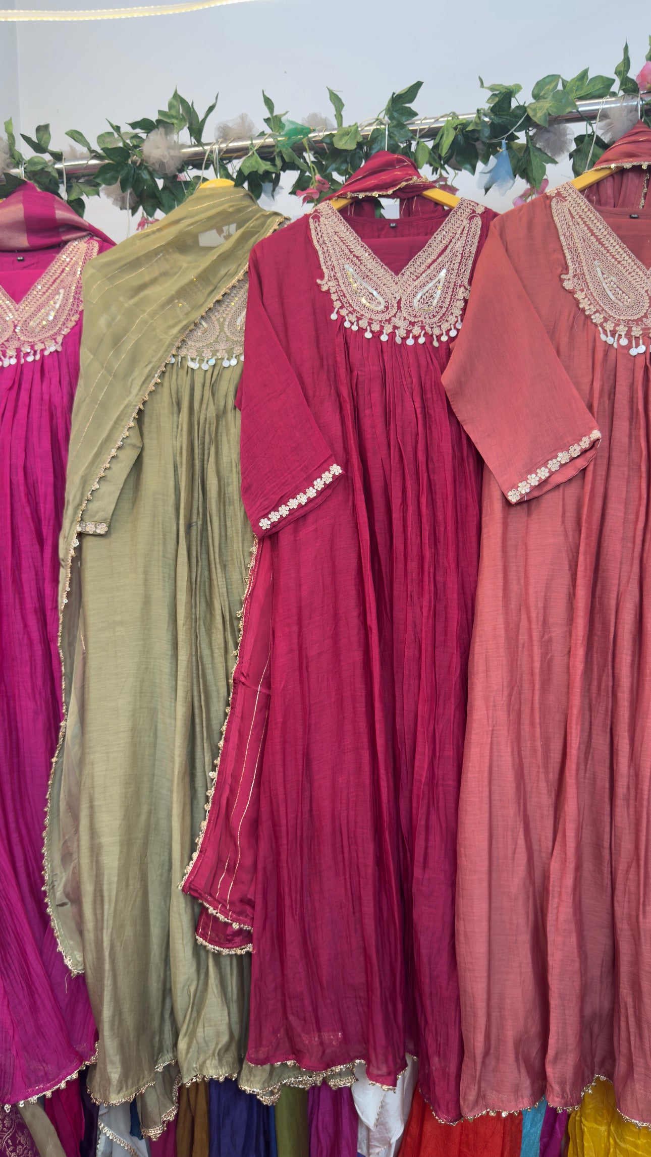 Hand work aline beautiful mul chandari suit