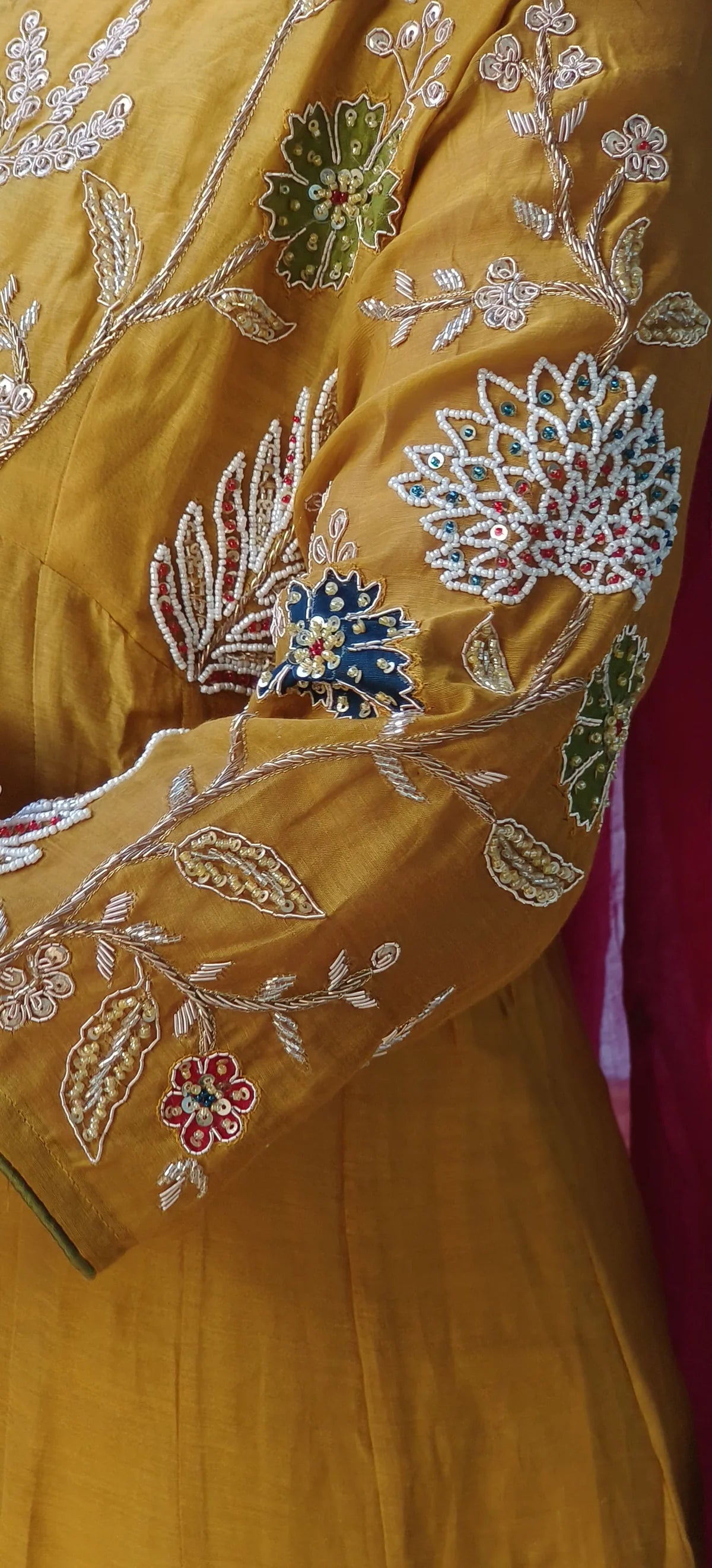 Premium hand work mul chandari Anarkali