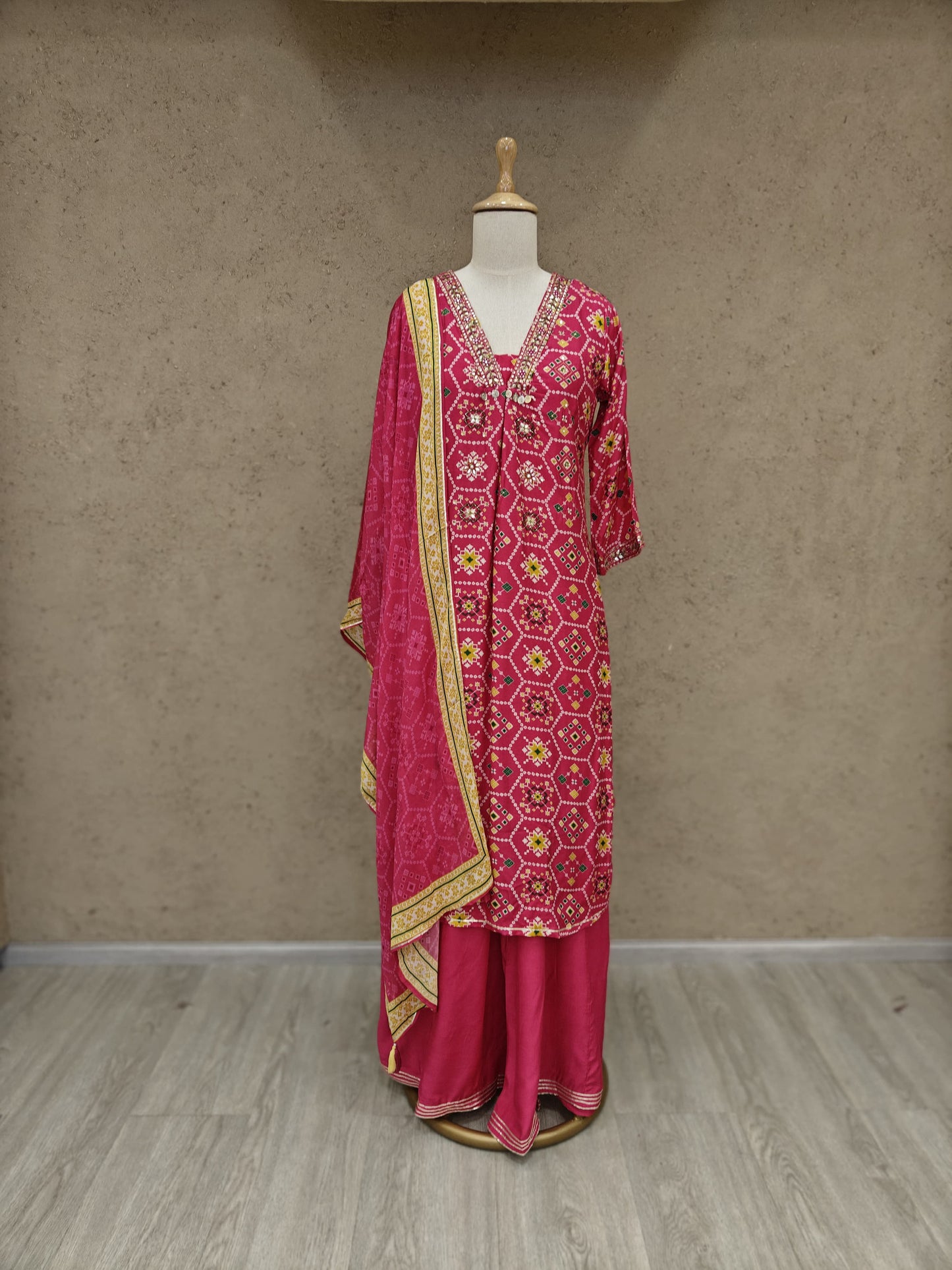 Pink Patola divider suit