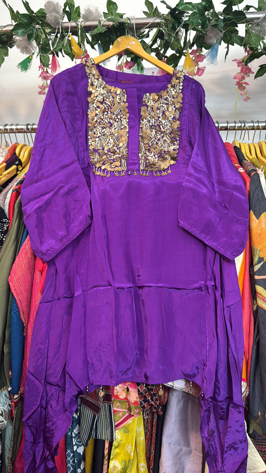 Crepe purple Indo western