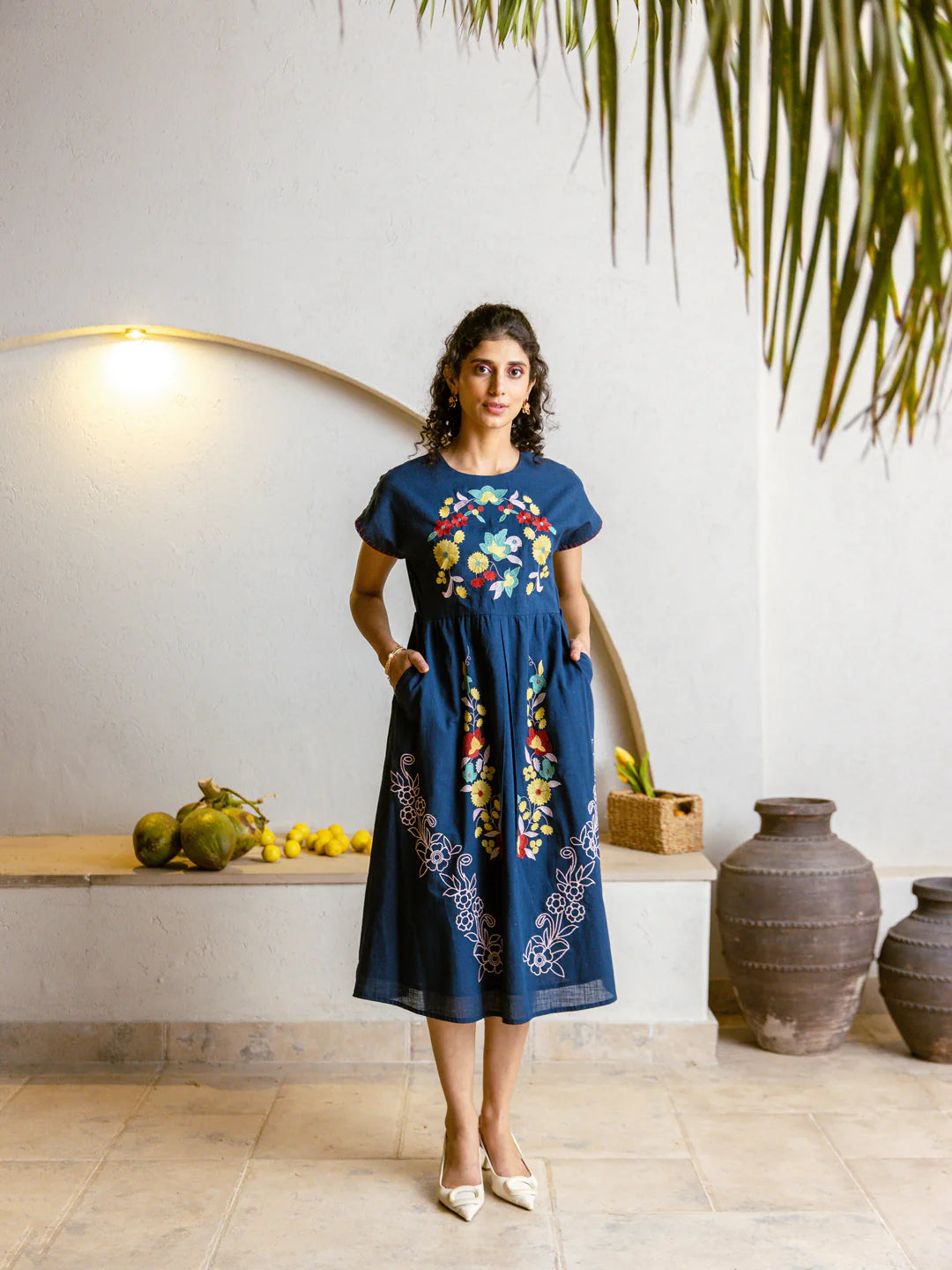 River embroidery blue dress