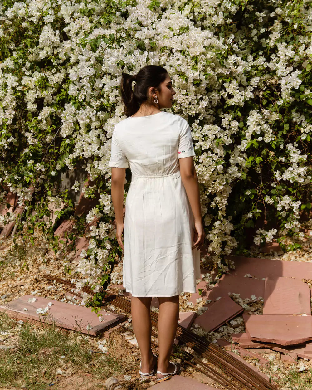 Rose off white embroidery dress