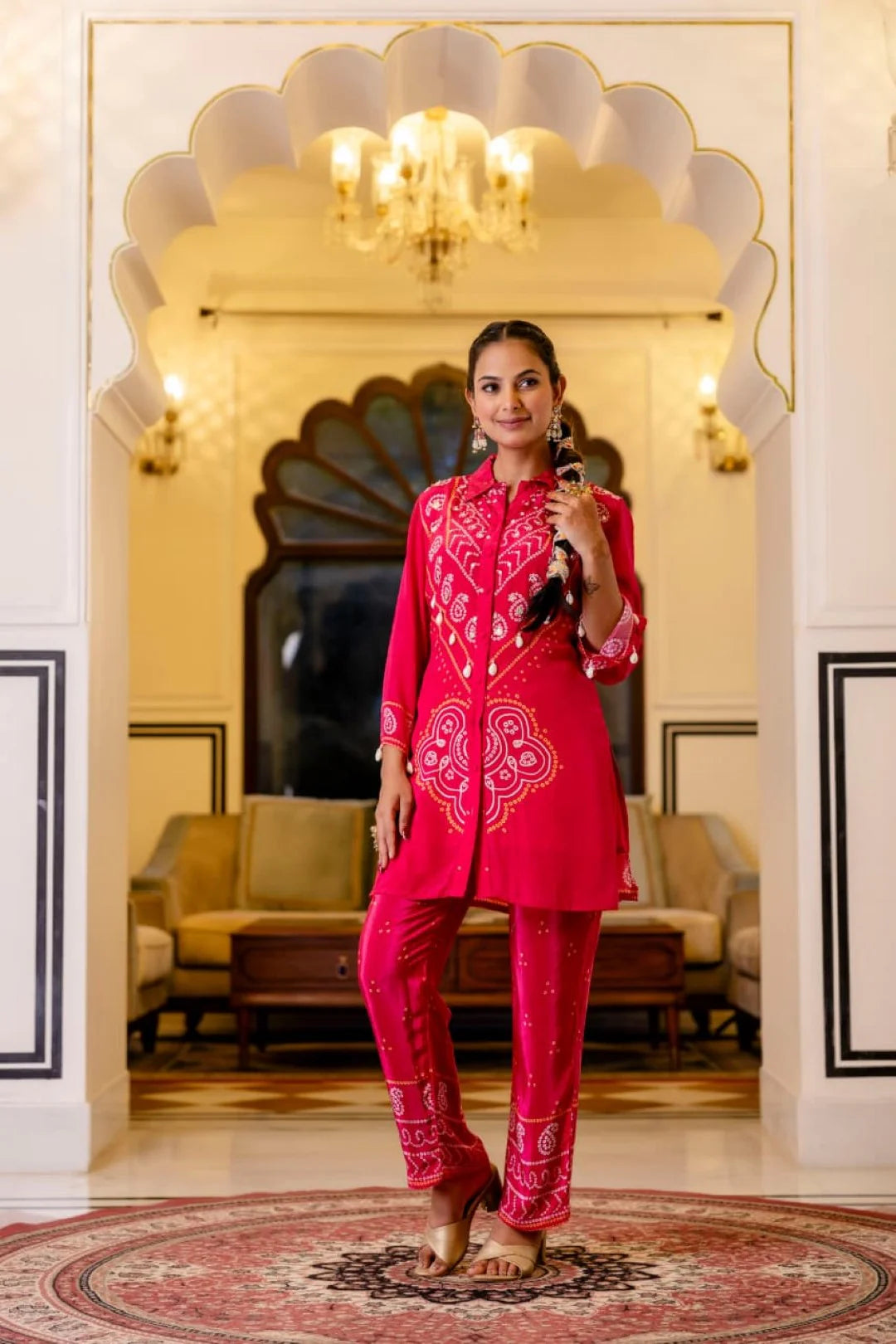 Pink Bandhani ROUGE PREMIUM CO-ORD SET
