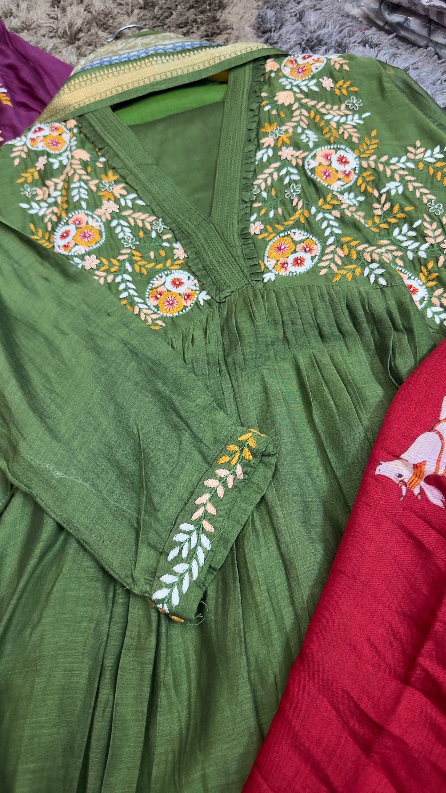 Pichwai mul chandari aline suit