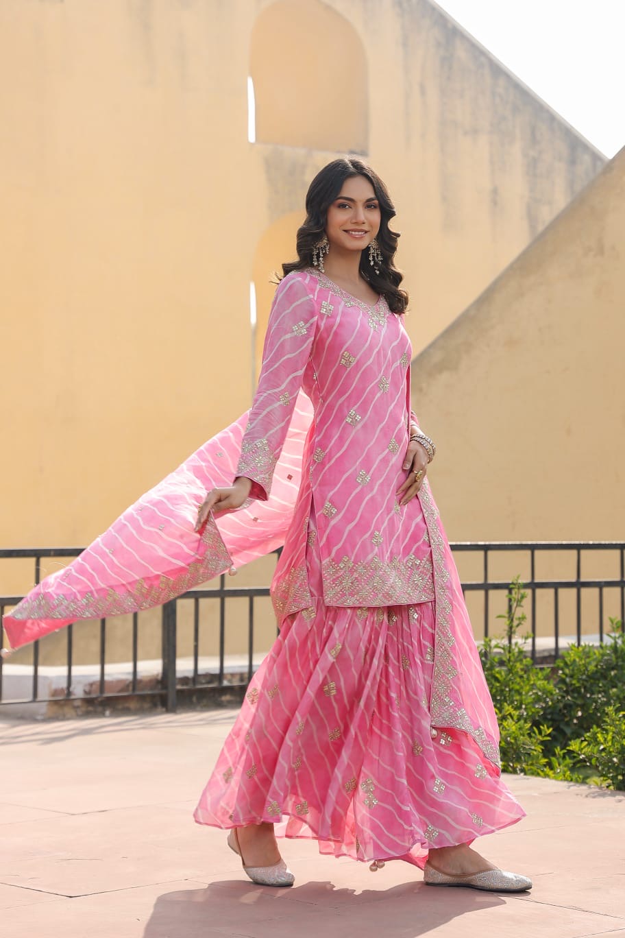 Lehriya pink sharara