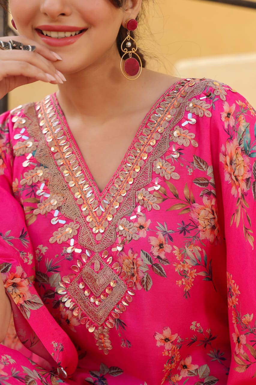 Modal kaftan pink/yellow