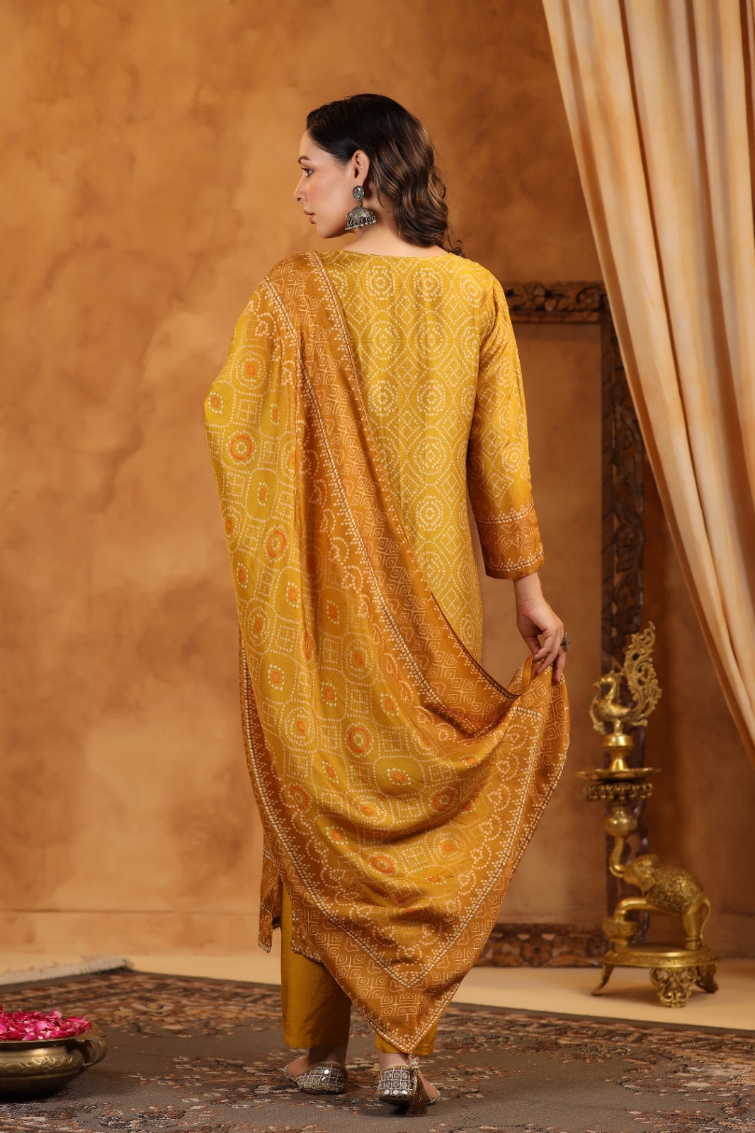 Honey Bandhani silk suit