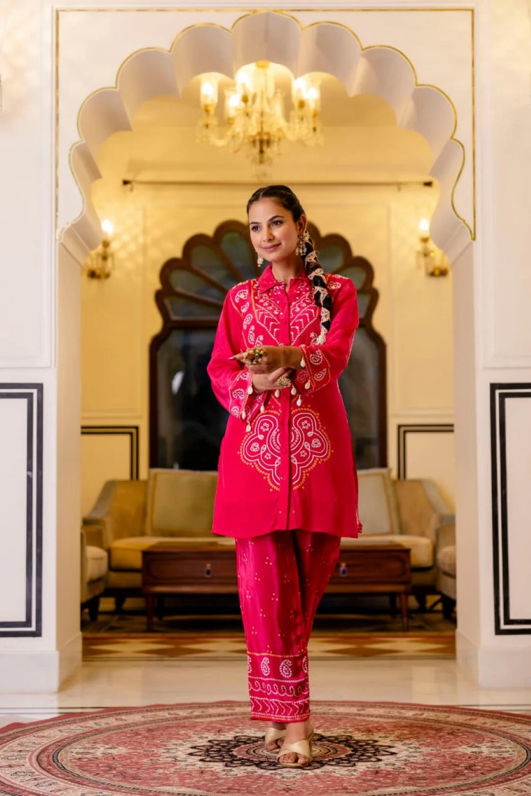 Pink Bandhani ROUGE PREMIUM CO-ORD SET