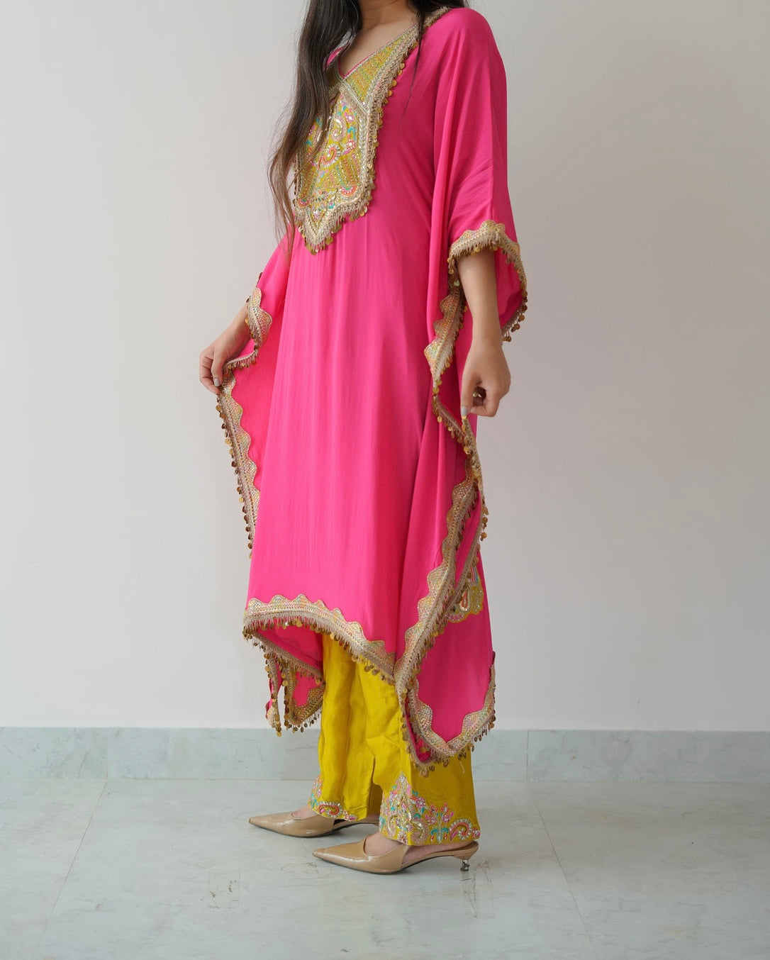 Luxe pink yellow kaftan