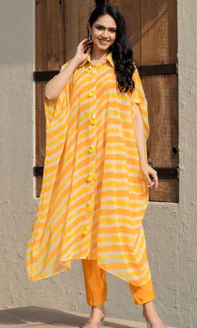 The leher leheriya yellow orange co ord set