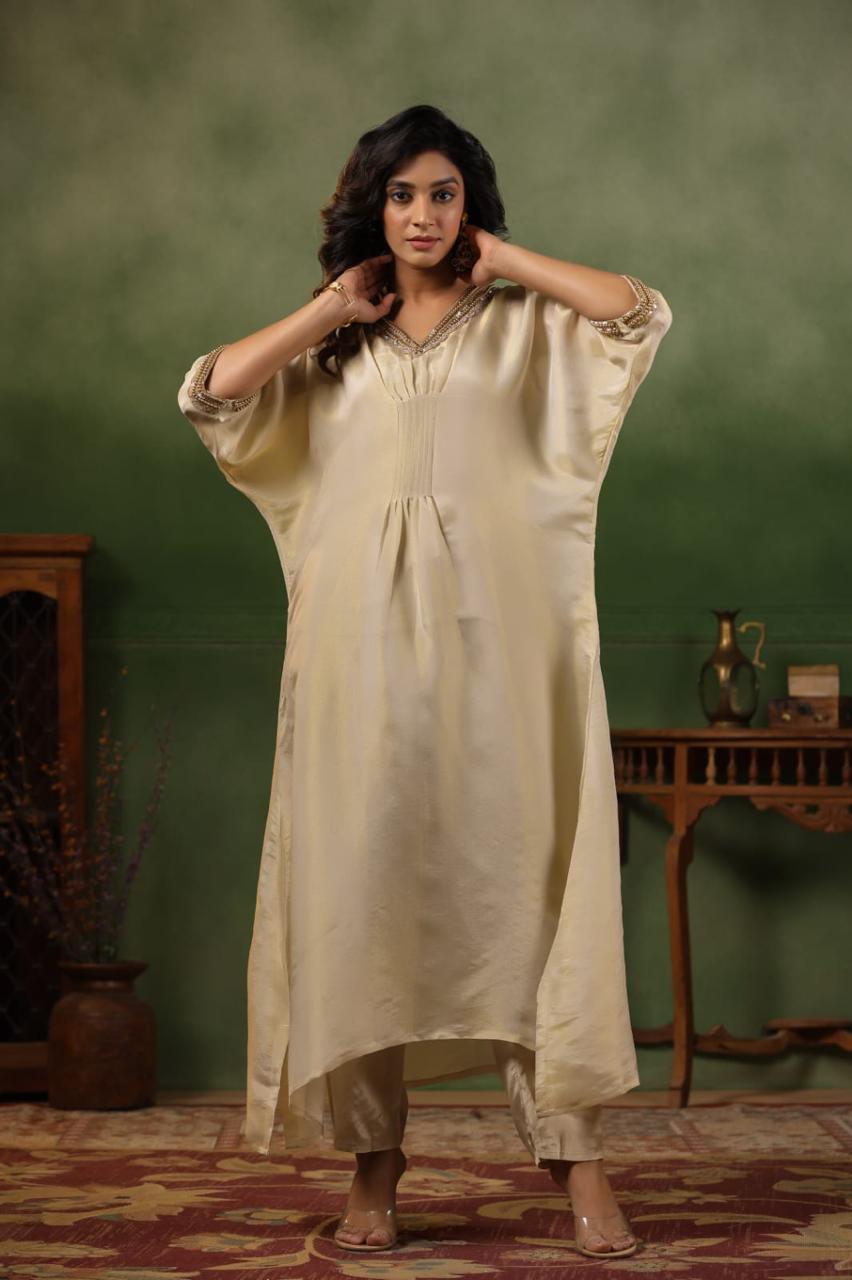 Golden tissue kaftan style Co ord set