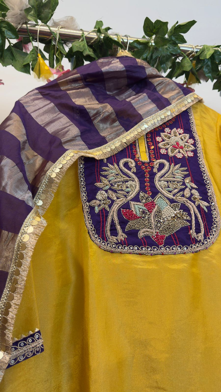 Classy premium yellow tissue straight suit