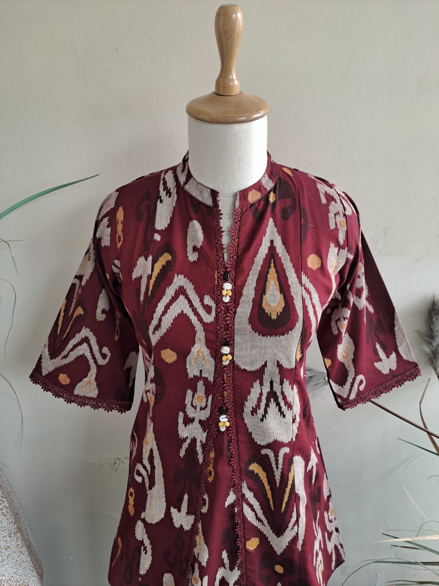Wine Ikkat cotton ord set