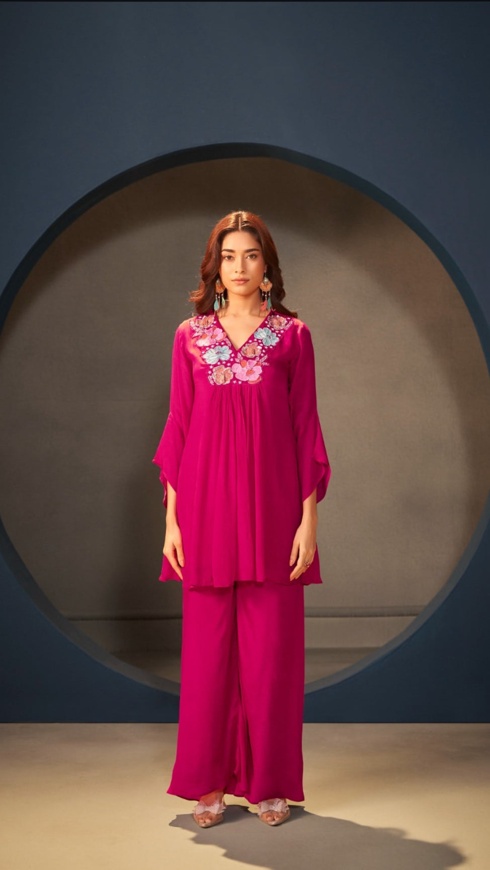 Pink chinon divider co ord set