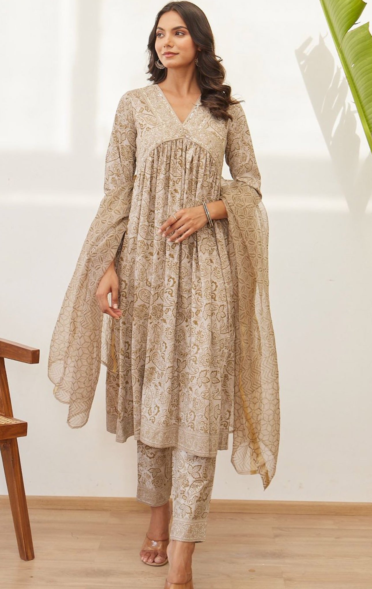 Floral Printed Pure cotton Silk Empire
