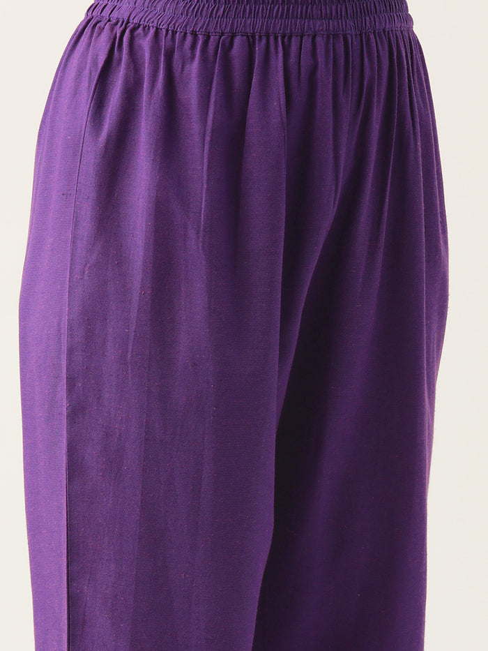 Purple / green cotton embroidery