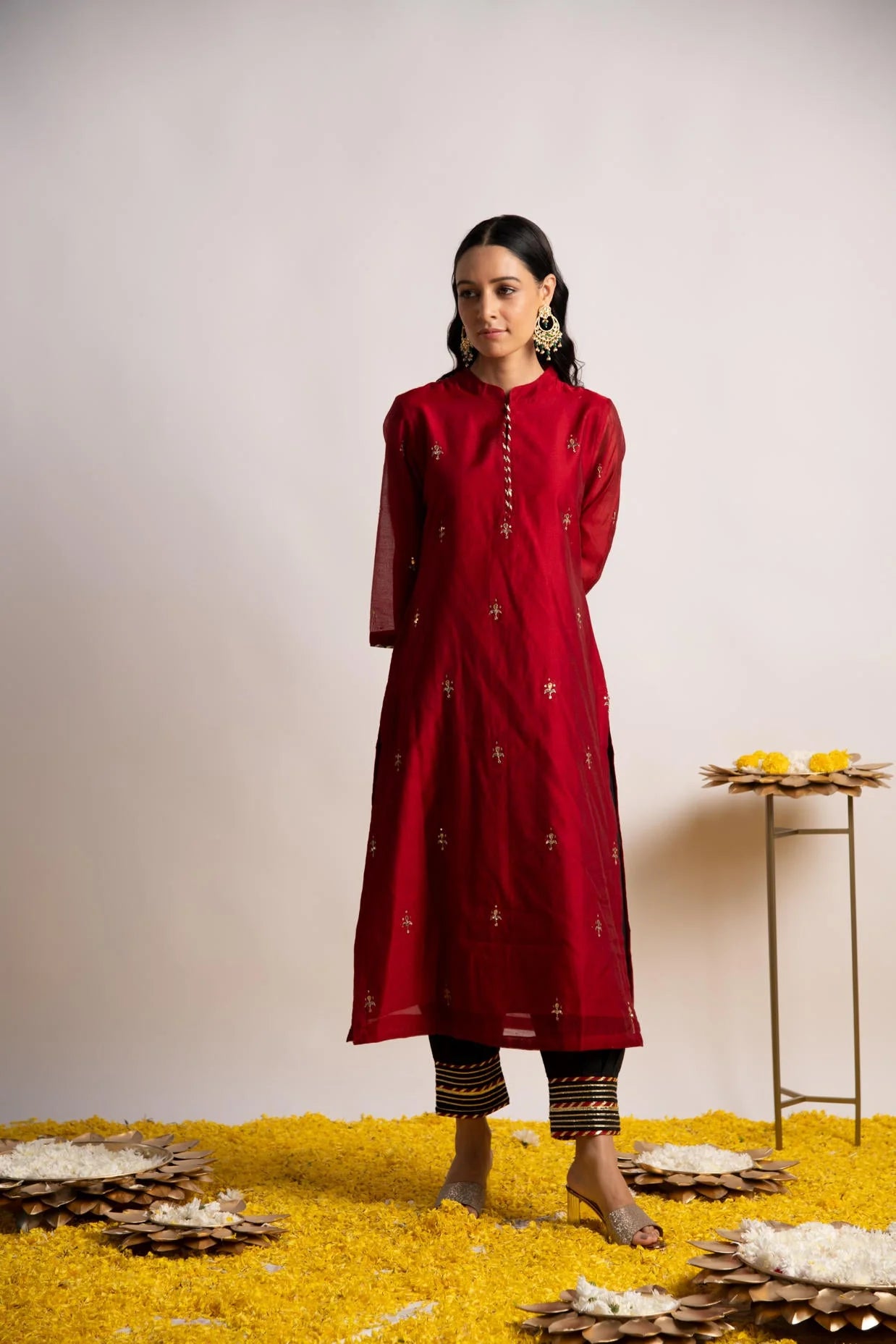 Marron chandari kurta pant